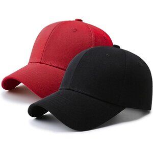 2 Packs Black+red Baseball Cap Golf Dad Hat For Men And Women